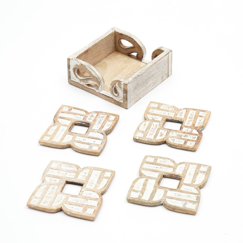 Ensemble de 4 sous-verres en bois pour la maison et le bureau