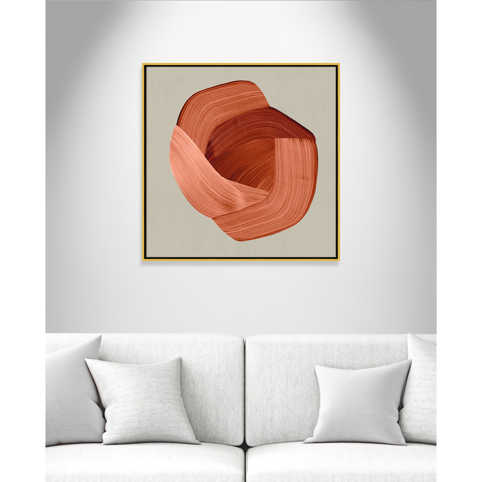 Crema - Floater Frame Painting Print on Canvas, 31.5" H x 31.5" W x 2" D, Gold Framed