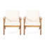 De 2 fauteuils club d'extérieur en bois avec coussins beiges - aspect exotique, eau, conception à lattes ouvertes, l 26,47 po x P 31,23 po, structure solide brune, sièges, capacité de 300 lb,