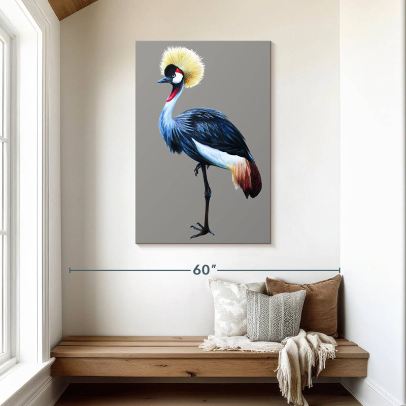 Brampt Crane With Grey Crown, 45" H x 30" W