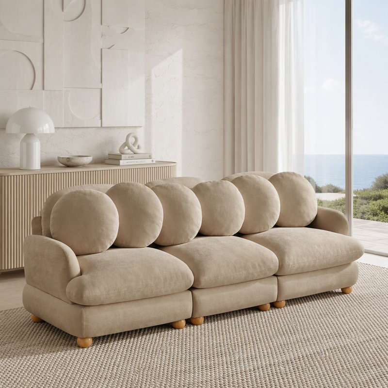 Canapé modulaire modulaire avec revêtement en chenille, Camel Chenille