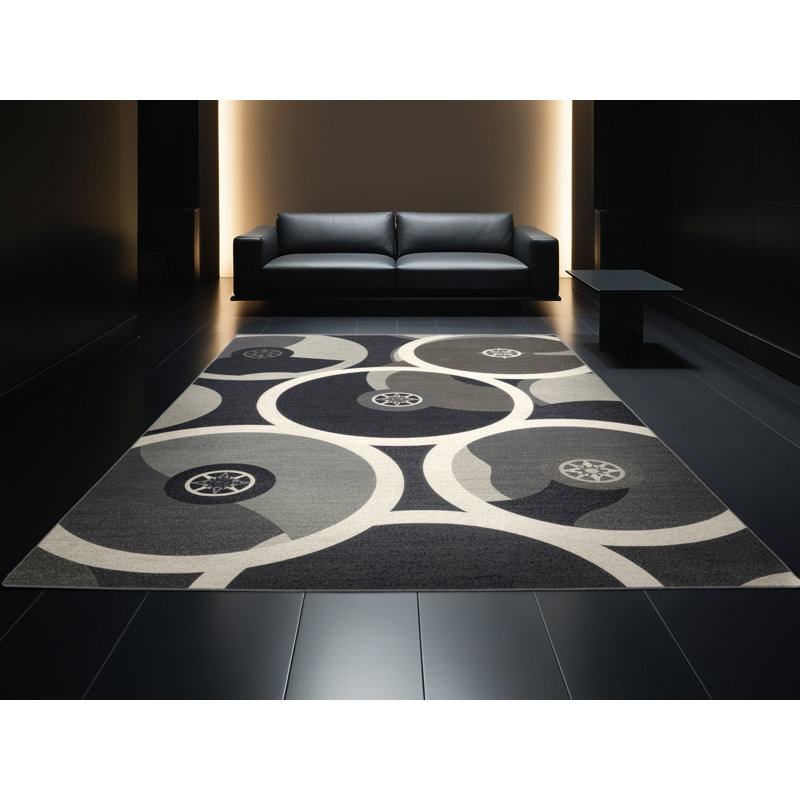 Soft Plush Dunklin Viking Shield Wall Classic Oriental Area Rug in Gray – Gray Binding, 2x5