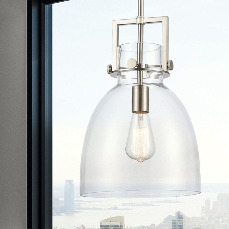 Luminaire suspendu à 1 tige Adae, H 11,75 po x l 10 po x P 10 po, Nickel satiné
