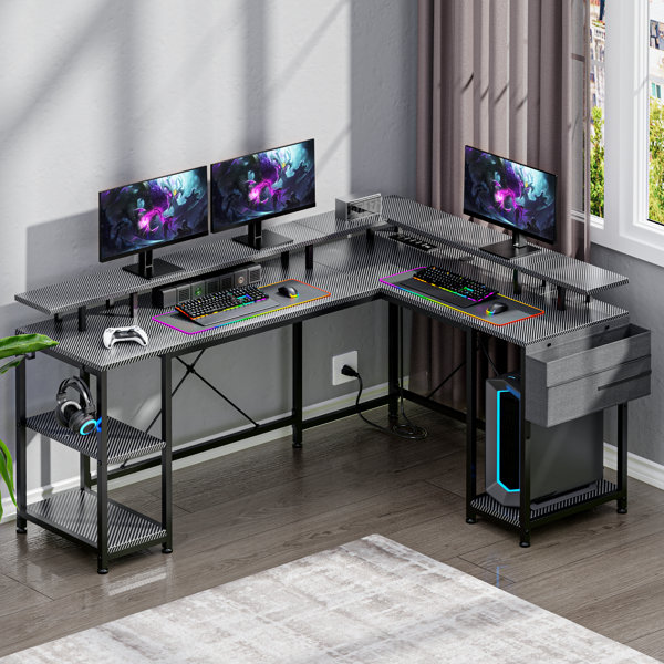 SALE Gaming Desk with PC Cooling Shelves, X Rocker iCarus Black