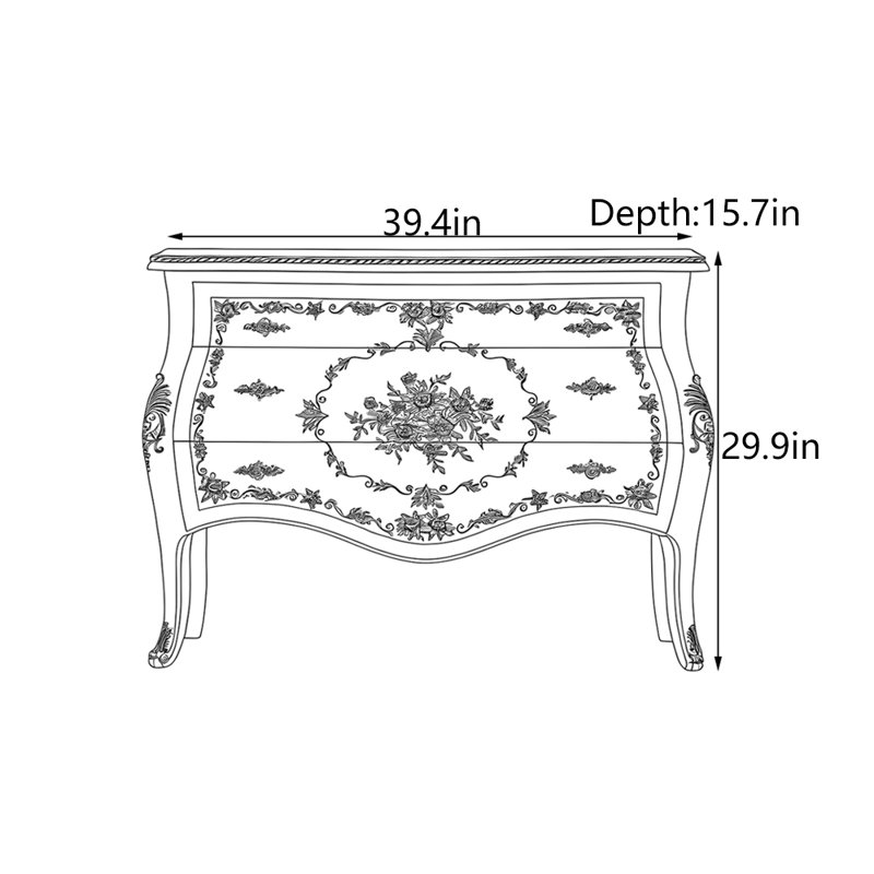 Armoire de hall d'entrée en bois massif de style français French Cream,  H 29,90 po x l 39,40 po x P 15,70 po 