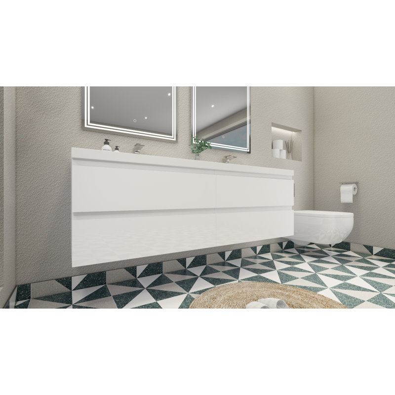 Drason Double Bathroom Vanity with Acrylic Top, High Gloss White