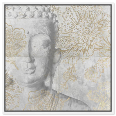 Calm " Calm Side, Asian Buddha Flowers Traditional Gold " by Oliver Gal