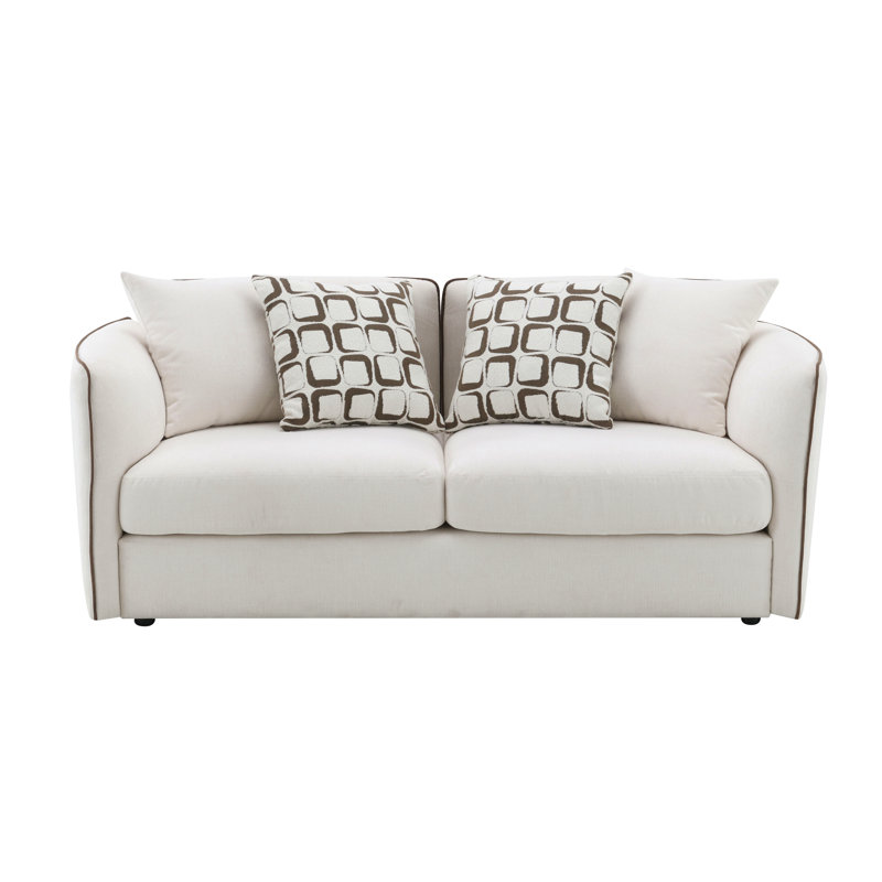 Causeuse en chenille beige avec 4 coussins