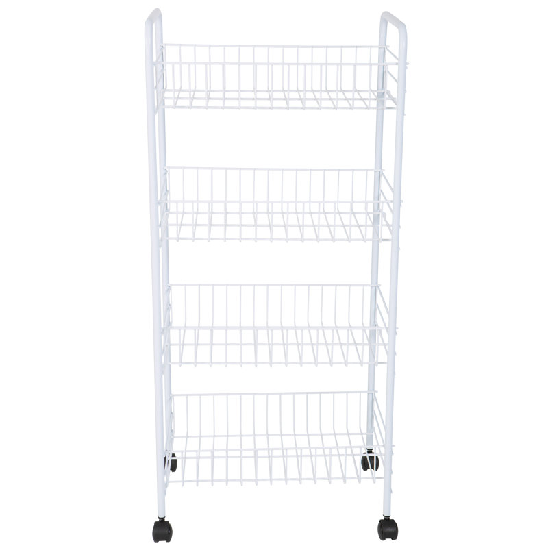 White 4-Tier Rolling Utility Storage Cart