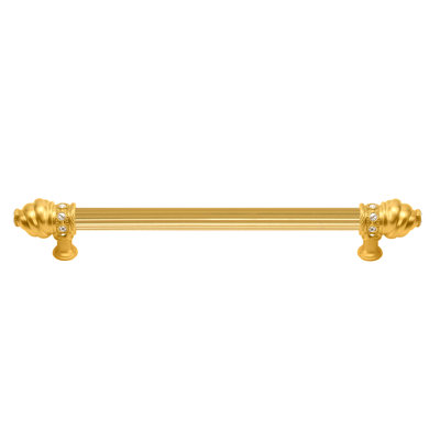 Caché with 5/8 reeded center long pull with 16 rivoli Swarovski Clear Crystals