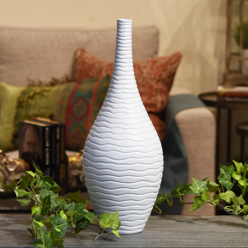 Guinan Ceramic / Porcelain Table Vase, 16.75" H x 6.5" W x 6.5" D