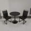 Table de salle à manger 31,5 "circulaire noire, table de salle à manger Tulip, table de salle à manger pour 2 à 4 personnes, plateau et base en panneau de fibres à densité moyenne et 2 chaises de salle à manger en métal noir-1961641825-1961641828