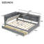 Lit plateforme double avec tête de lit, tablettes et 2 tiroirs-650331507