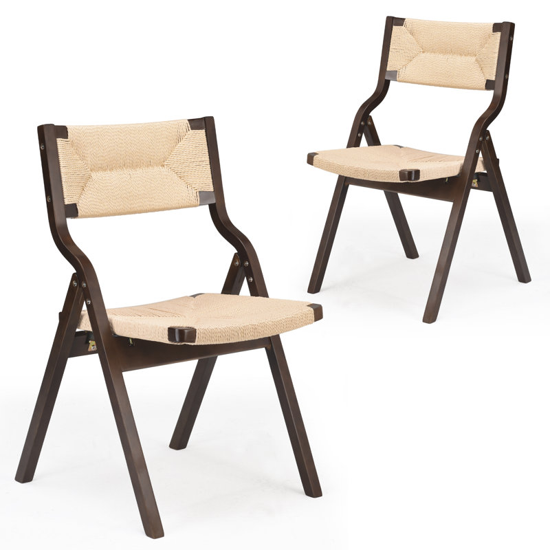 Fully Assembled Solid Wood Folding Side Chair, Natural/Walnut