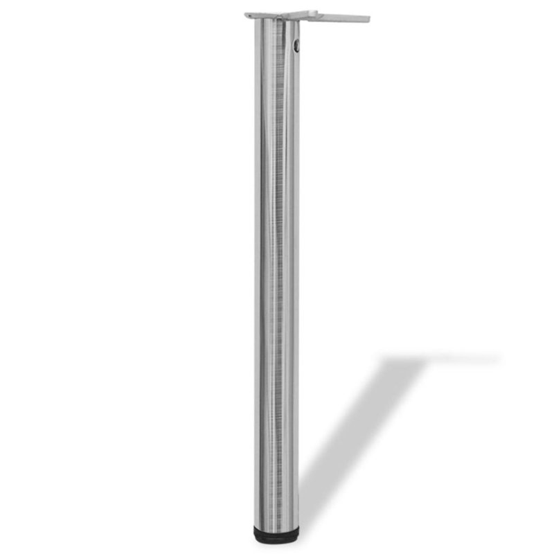 Adjustable Table Legs, 87cm H x 6cm W x 6cm D, Brushed Nickel