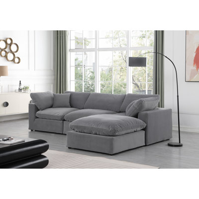Kirstey Velvet L-Shaped Sectional Reversible