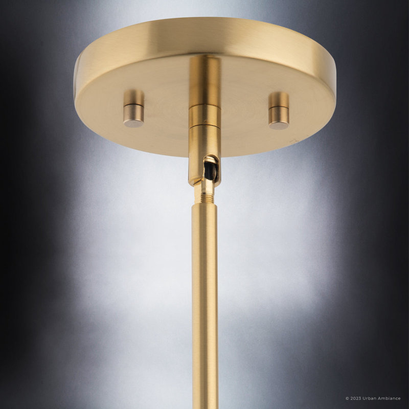 Luminaire suspendu en laiton brossé / vitrail à 1 lumière, Noir
