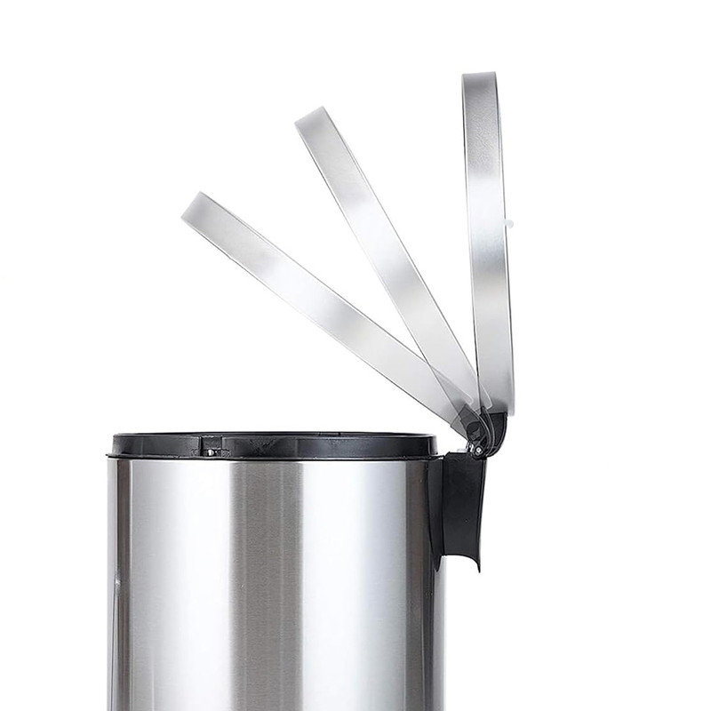 Brushed Stainless Steel Round Office Trash Can with Soft-Close Pedal
