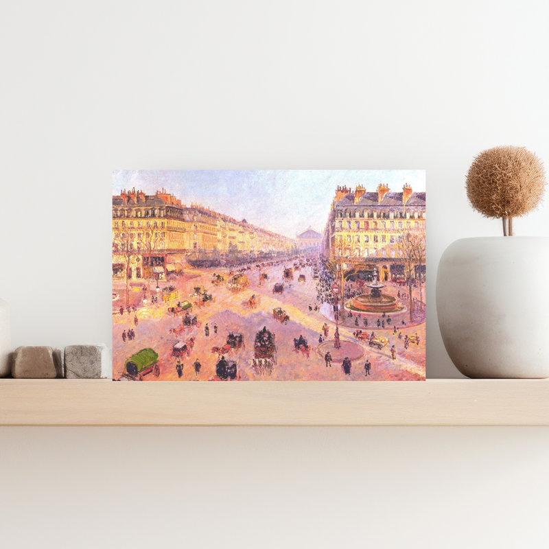 Avenue De L'Opera Classic Contemporary Orchid Architecture City Wall Art Print by Camille Pissarro - Wrapped Canvas Print