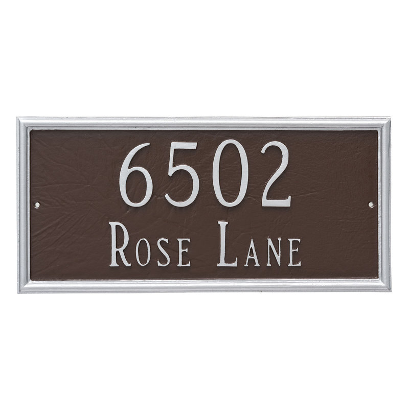Plaque d’adresse murale sur 2 lignes melilla, Chocolat / Argent