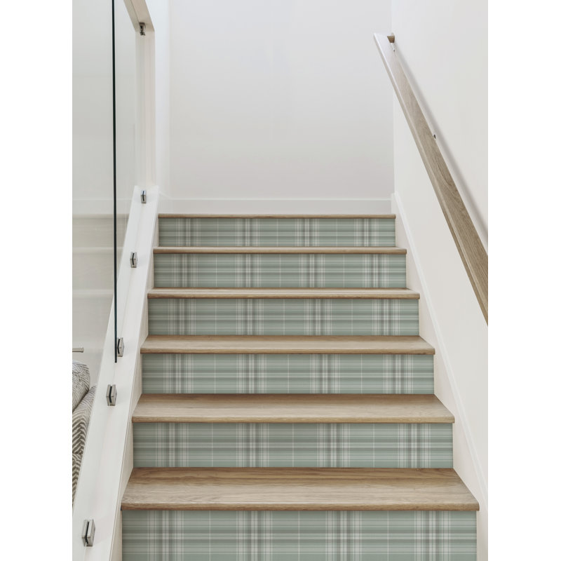 Élévateur d'escalier confortable en vinyle à carreaux pelez et collez, 7" H x 48" W, Sauge