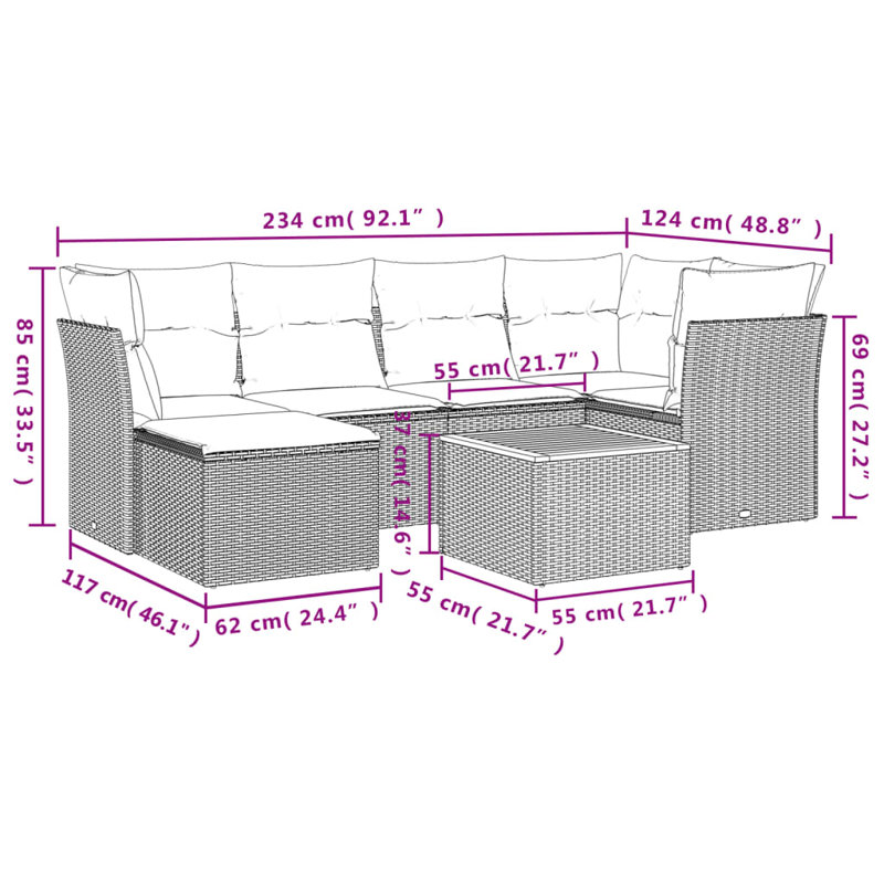 Ensemble de mobilier de jardin d'extérieur noir