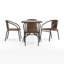 Table carrée en verre et métal de 28 po avec bordure en rotin et 4 chaises empilables en rotin Amlie-23840915