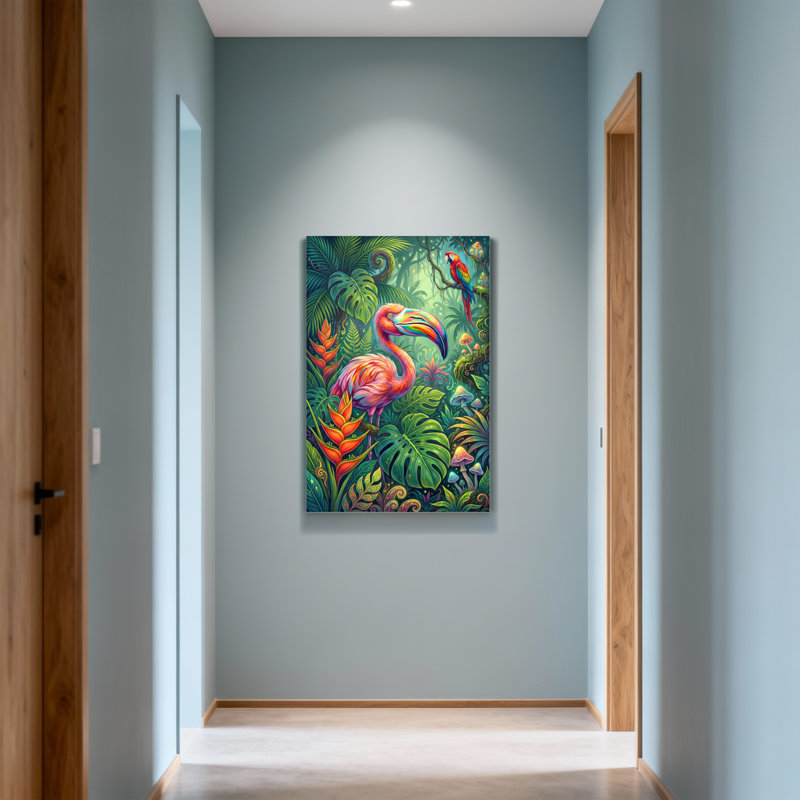 Animaux, paradis tropical avec toucan et perroquet, H 24 po x l 36 po