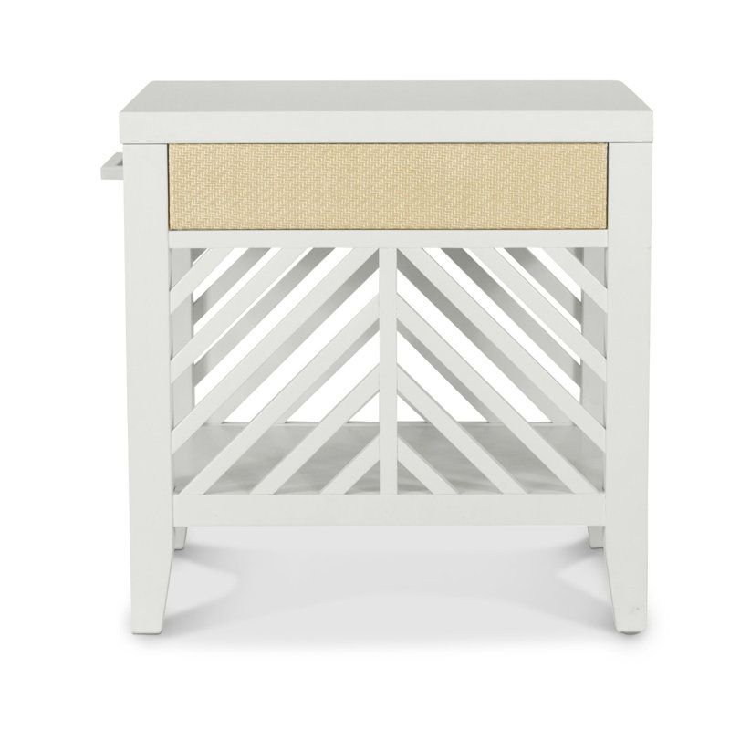 Miramar - Table de chevet 1 tiroir - Finition sable et blanc éclatant, H 24 po x l 18 po x P 24 po