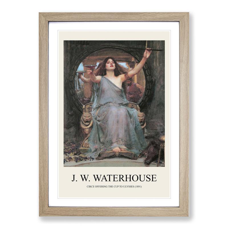 Circe Offering the Cup to Odysseus by John William Waterhouse - Picture Frame Art Prints, Oak, 48cm H x 36cm W x 2cm D