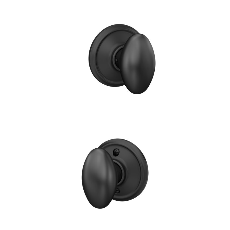 Siena Passage Door Knob with Rosette, Matte Black