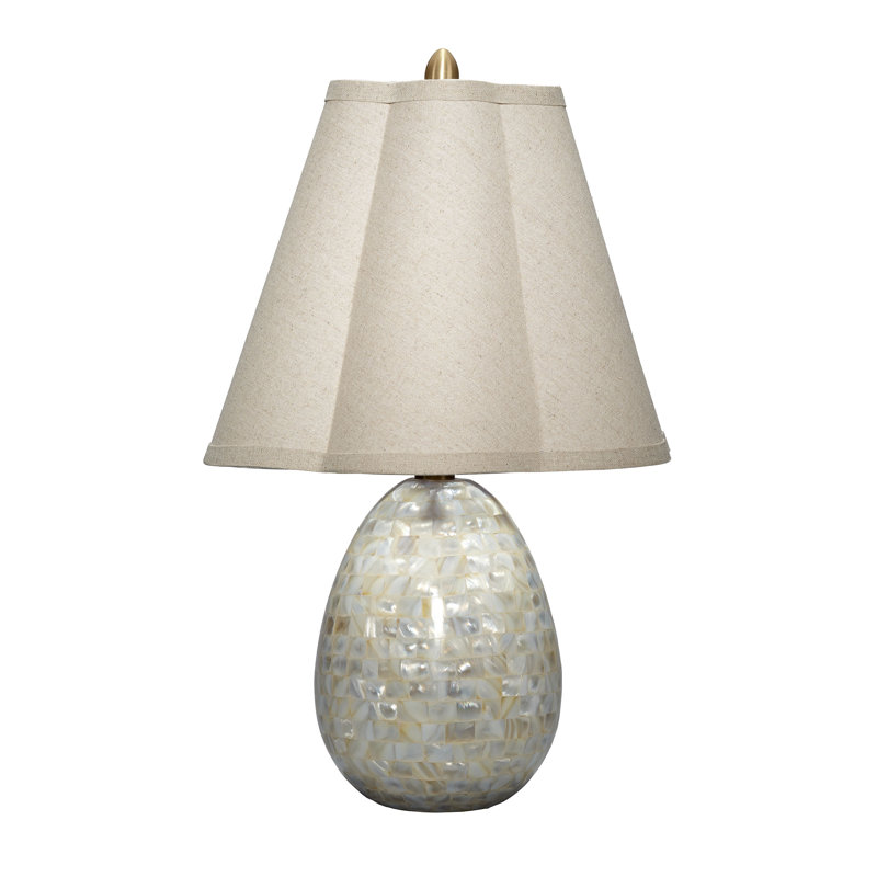 Lampe de table Capsule en nacre avec abat-jour en lin