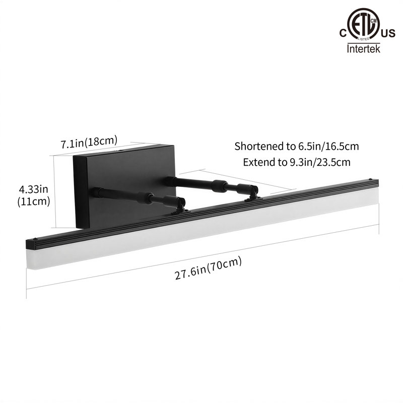 27.5" LED Bathroom Vanity Light Bar, Adjustable 5 CCT, 24W,Matte Black