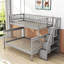Lit superposé simple au-dessus d'un lit double en bois avec tablettes-2007670170