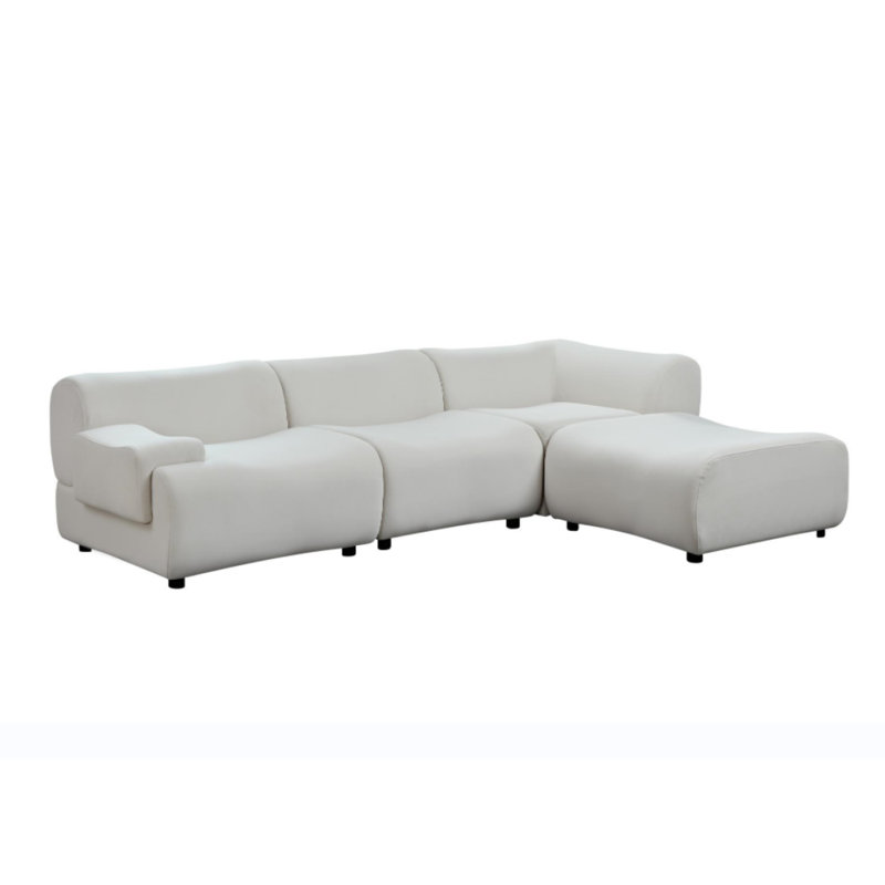 Canapé moderne en tissu solide et durable, 4 canapés modulaires gratuits, éponge haute densité, Tissu blanc