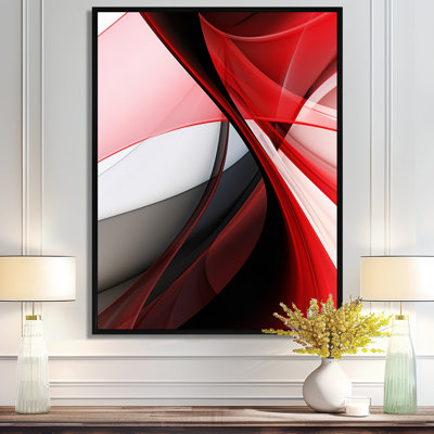 Art mural abstrait vagues rouges