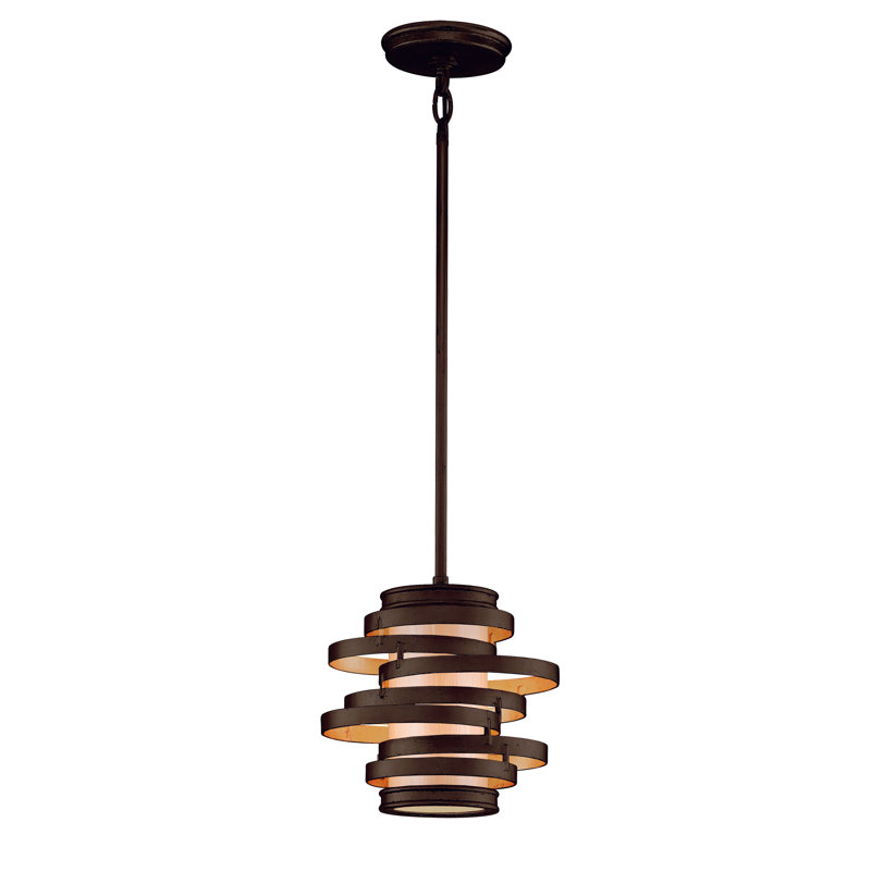 Vertigo 1 - Light Unique Geometric Pendant, Bronze/Gold Leaf, Caramel Ice
