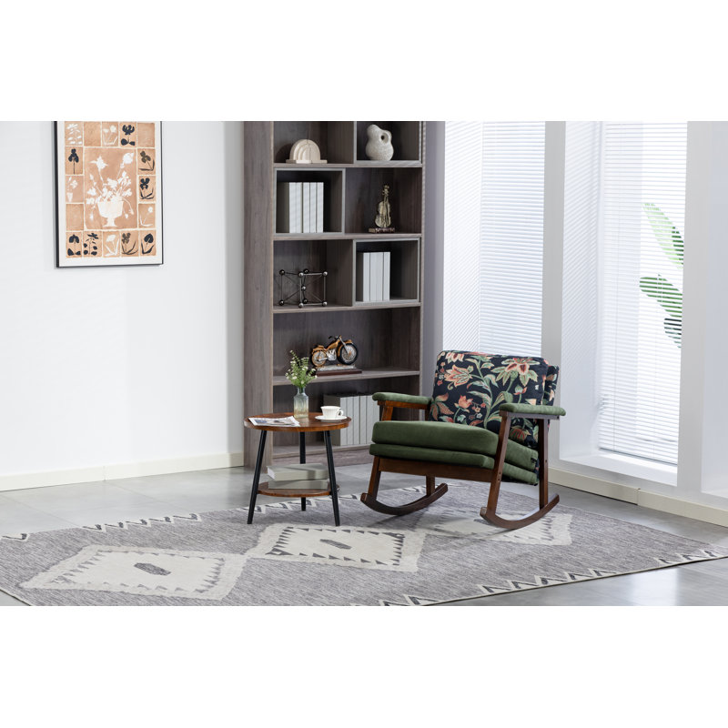 Chaise d'appoint Mid-Century moderne, chaise berçante avec structure en bois, chaises de salon rembourrées, fauteuil de lecture pour véranda de chambre à coucher