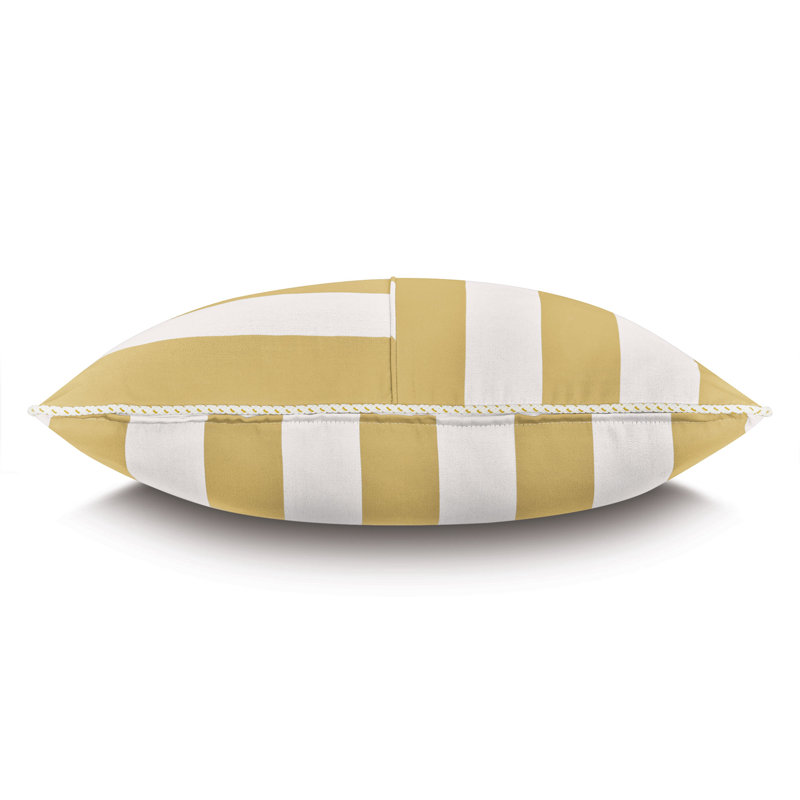 Coussin décoratif géométrique Riptide, Blanc / jaune géométrique, Carré 22 po