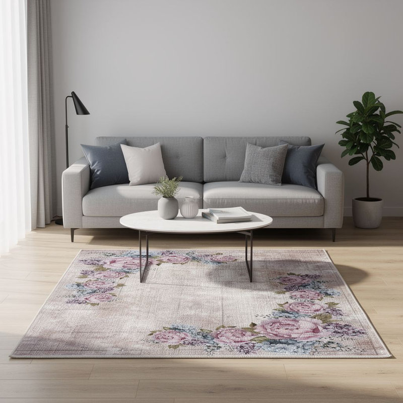 Stylish Hall Carpet (3.3 x 6.6 ft), 100% Polyester, 0.3 in Pile Height | Antibacterial, Non-Slip PVC Felt Dot Underside | Machine Washable, 3D Digital Print, Durable & Easy to Clean | Perfect for Entryway & Living Areas