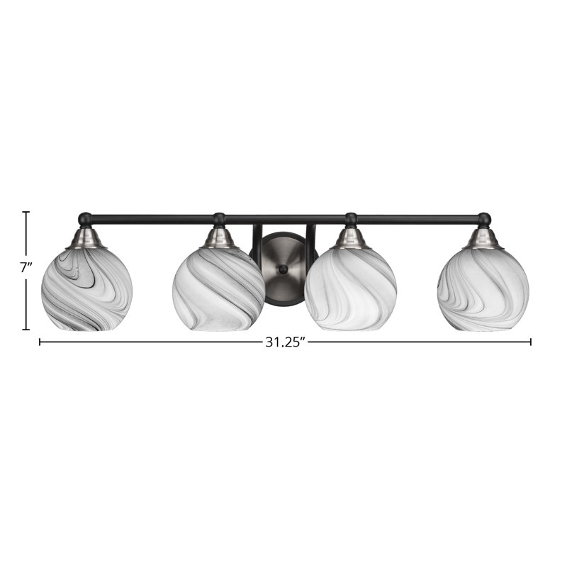 Michell 4-Light Bath Bar, Matte Black/Brushed Nickel