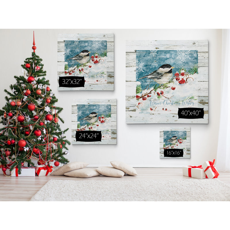 « chaleureuse christmas voeux », reproduction d’impression sur toile, H 24 po x l 24 po x P 1,5 po, Toile tendue