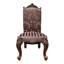 Chaise de salle à manger classique en bois massif sculpté brun avec revêtement en tissu