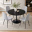 Ensemble de salle à manger moderne 5 pièces l 41,12 po avec finition brillante et chaises en tissu-130671403-130671402-130902890