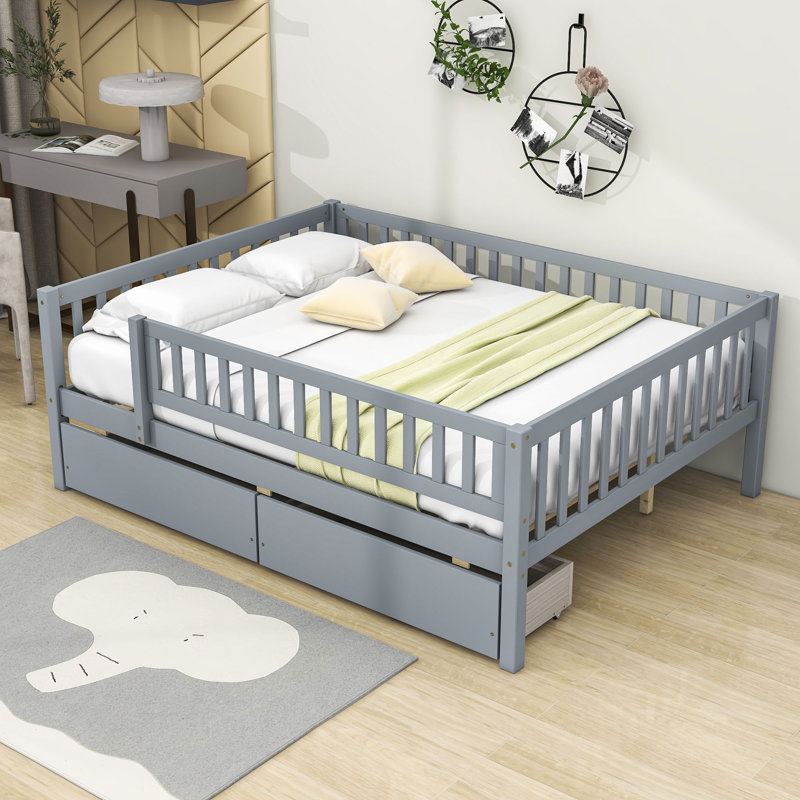 Lit de jour en bois Fairbury, gris, Double