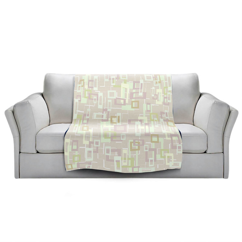 Jeté Mod Squares Creams, l 51 po x L 60 po, Blanc/Crème