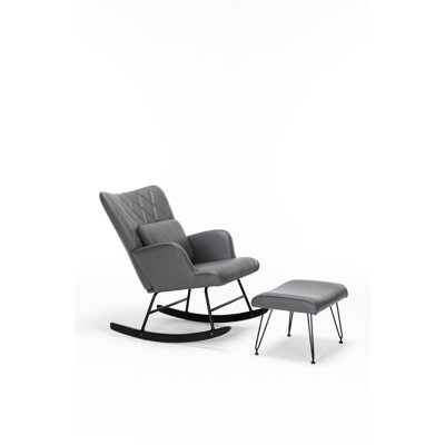 Comfortable Rocking Chair For Bedroom, Ergonomic Shape - Relaxing Stable Grey A Safe And Sound Sit
