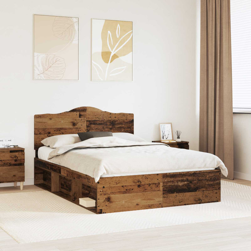 Solid Wood Bed, Old Wood, Kingsize (5')