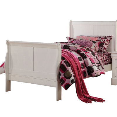 Lit double en finition blanche, fabrication en bois Kd lb / fb, 3 lattes incluses, sommier tapissier nécessaire, placage de pin massif et de gomme, capacité de 330 lb, profondeur de 85 po, largeur de 56 po, hauteur de 47 po avec lattes,