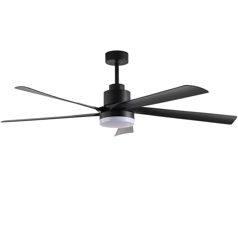 65 Inch Black Ceiling Fan with Light, 5-Blade Dimmable LED Ceiling Fan with Remote Control, Modern Quiet Design for Living Room and Bedroom (Silent/6-Speed/Reversible/DC Motor)